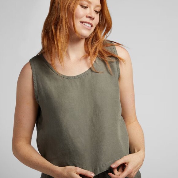 Parachute Linen Tank Moss Size 1X Scoop Neck Cropped - NWT - Picture 1 of 3